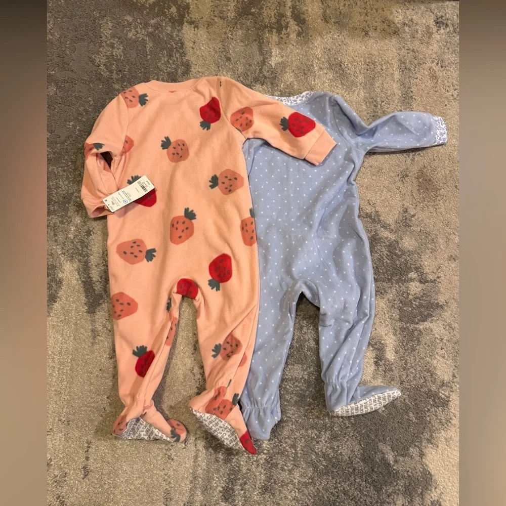 2 Carter’s Strawberry and Heart Print Kids One Pieces